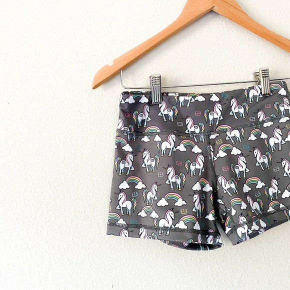 IAB mfg Unicorn Gray Booty Workout Shorts Spandex - Picture 3 of 5